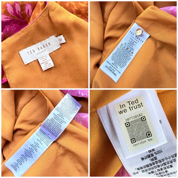 Ted Baker London Bambia Sleeveless Tiered Belted Maxi Dress Pink & Orange 0 XS - Picture 16 of 16